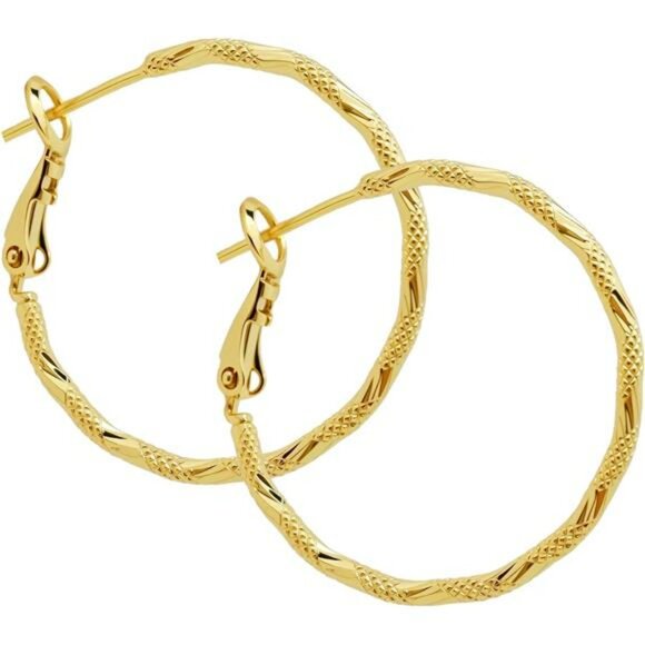 Gold twisted hoop earrings lightweight small thin hoop earrings for women jewelr - Picture 1 of 5